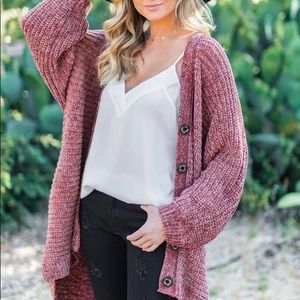 Listicle oversized chenille cardigan